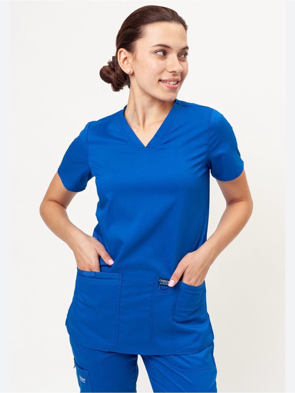 Cherokee V-Neck Scrub Top in Royal Blue